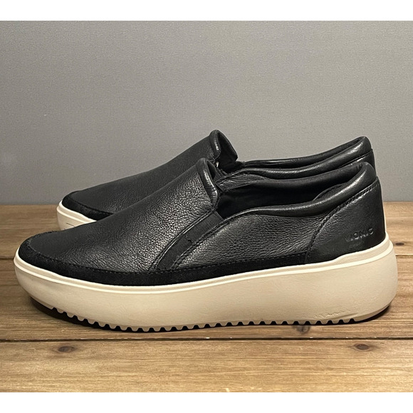 Vionic Women's Kearny Sneaker Size 7 Wide Black Leather Slip On Flat - Picture 6 of 15